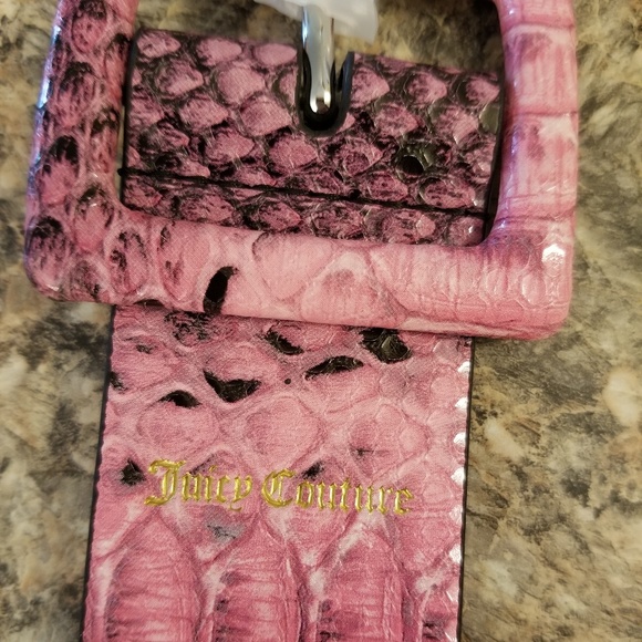Juicy Couture Pink & Black Snakeskin Belt Medium - Picture 4 of 7